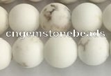 CWB813 15.5 inches 8mm round matte white howlite turquoise beads