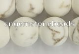 CWB815 15.5 inches 12mm round matte white howlite turquoise beads