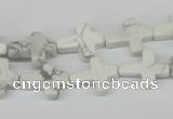 CWB88 15.5 inches 12*15mm cross natural white howlite beads