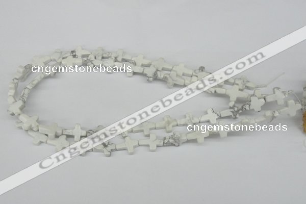 CWB88 15.5 inches 12*15mm cross natural white howlite beads