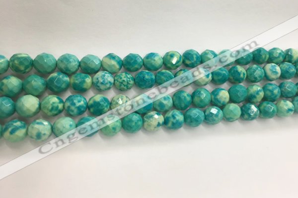 CWB880 15.5 inches 4mm faceted round howlite turquoise beads