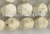 CWB885 15.5 inches 6mm faceted nuggets white howlite turquoise beads