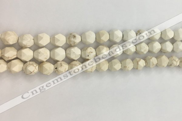 CWB885 15.5 inches 6mm faceted nuggets white howlite turquoise beads