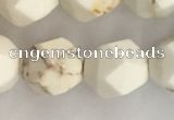 CWB887 15.5 inches 10mm faceted nuggets white howlite turquoise beads