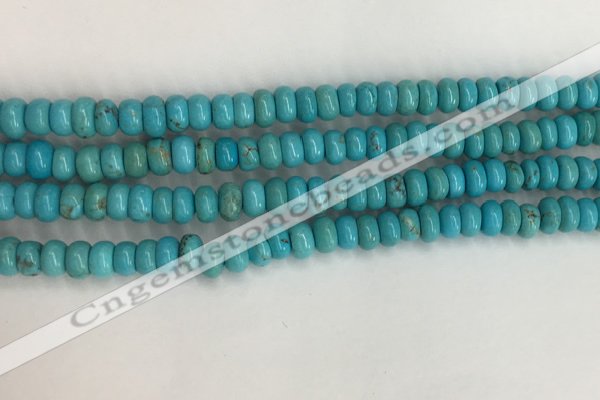 CWB895 15.5 inches 4*6mm rondelle howlite turquoise beads