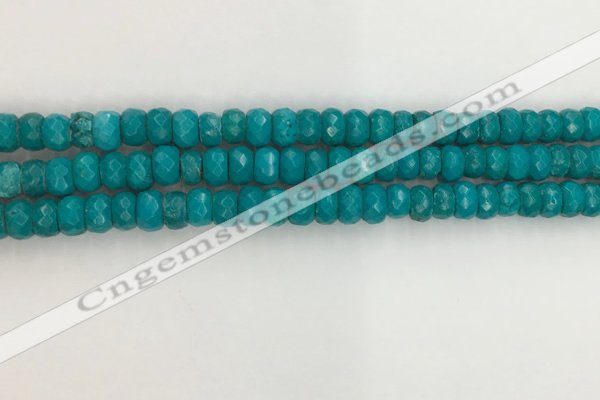 CWB903 15.5 inches 5*8mm faceted rondelle howlite turquoise beads