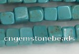 CWB909 15.5 inches 4*4mm cube howlite turquoise beads wholesale