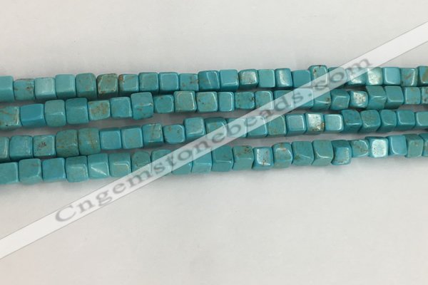 CWB909 15.5 inches 4*4mm cube howlite turquoise beads wholesale