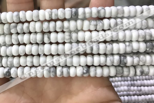 CWB917 15.5 inches 4*6mm rondelle white howlite turquoise beads