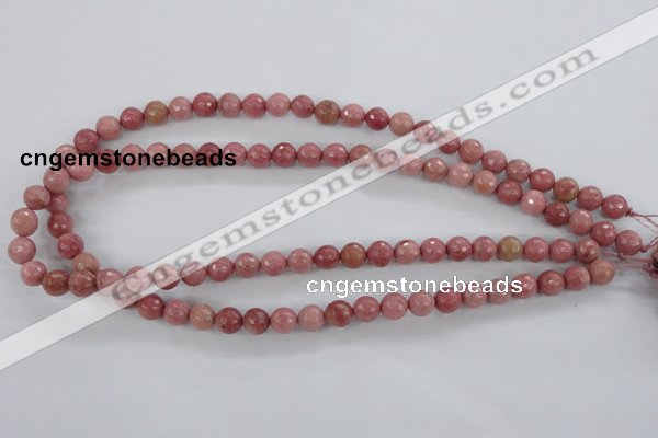 CWF01 15.5 inches 6mm faceted round pink wooden fossil jasper beads