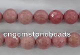 CWF03 15.5 inches 10mm faceted round pink wooden fossil jasper beads