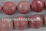 CWF07 15.5 inches 18mm faceted round pink wooden fossil jasper beads