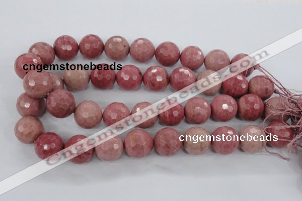 CWF08 15.5 inches 20mm faceted round pink wooden fossil jasper beads