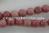 CWF12 15.5 inches 8mm round pink wooden fossil jasper beads wholesale