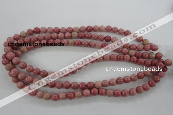 CWF12 15.5 inches 8mm round pink wooden fossil jasper beads wholesale