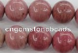 CWF18 15.5 inches 18mm round pink wooden fossil jasper beads wholesale