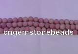 CWF21 15.5 inches 6mm round matte pink wooden fossil jasper beads