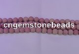CWF24 15.5 inches 12mm round matte pink wooden fossil jasper beads