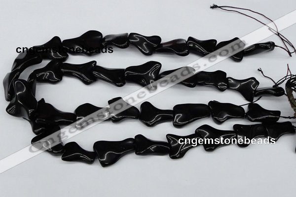 CWG01 15.5 inches 18*25mm wavy freeform black agate gemstone beads