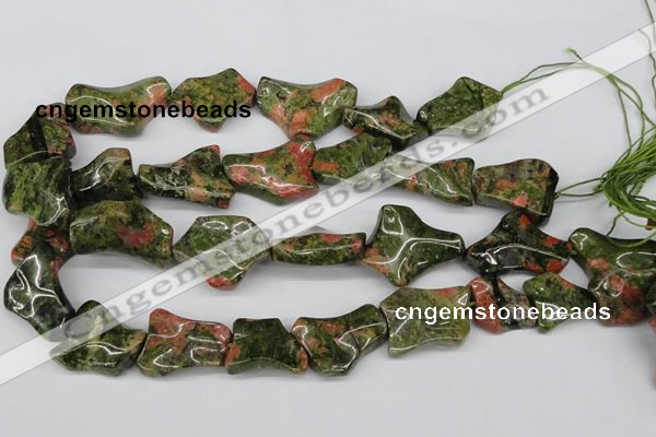 CWG05 15.5 inches 25*33mm wavy freeform unakite gemstone beads