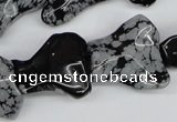 CWG06 15.5 inches 25*33mm wavy freeform snowflake obsidian beads