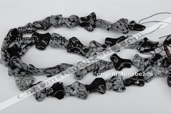 CWG06 15.5 inches 25*33mm wavy freeform snowflake obsidian beads