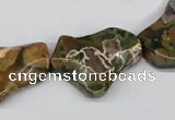 CWG08 15.5 inches 25*33mm wavy freeform rhyolite gemstone beads