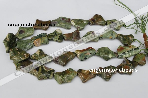 CWG08 15.5 inches 25*33mm wavy freeform rhyolite gemstone beads