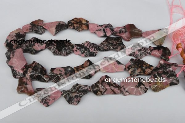 CWG09 15.5 inches 25*33mm wavy freeform rhodonite gemstone beads