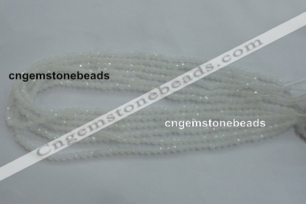 CWH01 15.5 inches 4mm faceted round white jade beads wholesale