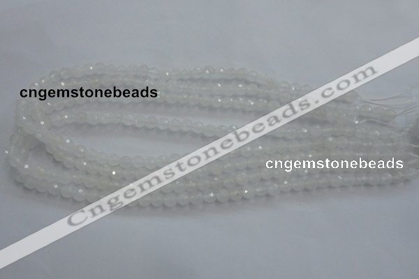 CWH02 15.5 inches 6mm faceted round white jade beads wholesale