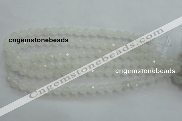 CWH04 15.5 inches 10mm faceted round white jade beads wholesale