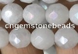 CWH66 15.5 inches 8mm faceted round AB-color white jade beads