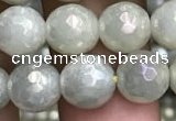 CWH71 15.5 inches 8mm faceted round AB-color white jade beads