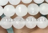 CWH77 15.5 inches 6mm faceted round white jade beads wholesale