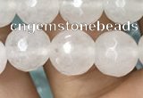 CWH78 15.5 inches 8mm faceted round white jade beads wholesale