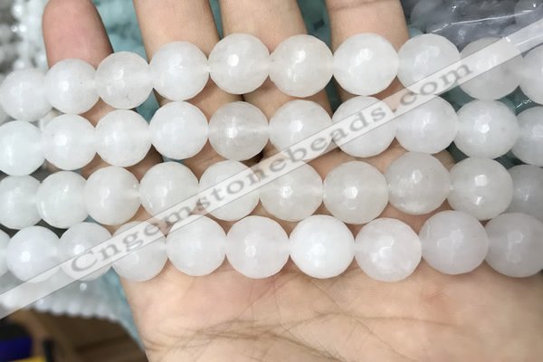 CWH80 15.5 inches 12mm faceted round white jade beads wholesale