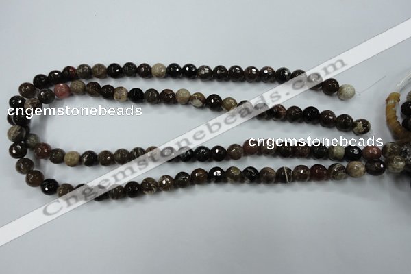 CWJ212 15.5 inches 8mm faceted round wood jasper gemstone beads