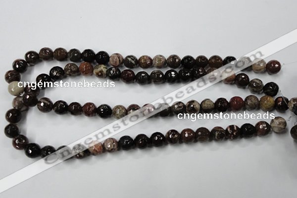 CWJ213 15.5 inches 10mm faceted round wood jasper gemstone beads