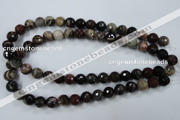 CWJ214 15.5 inches 12mm faceted round wood jasper gemstone beads