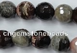 CWJ215 15.5 inches 14mm faceted round wood jasper gemstone beads