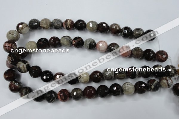 CWJ215 15.5 inches 14mm faceted round wood jasper gemstone beads