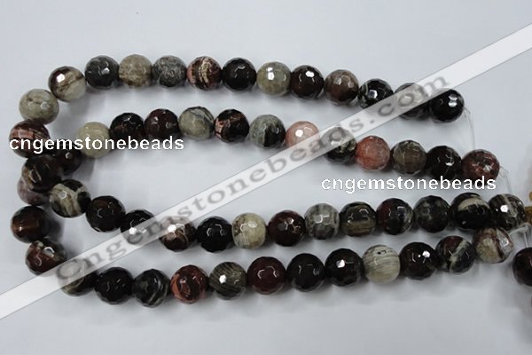 CWJ216 15.5 inches 16mm faceted round wood jasper gemstone beads