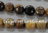 CWJ306 15.5 inches 12mm faceted round wood jasper gemstone beads