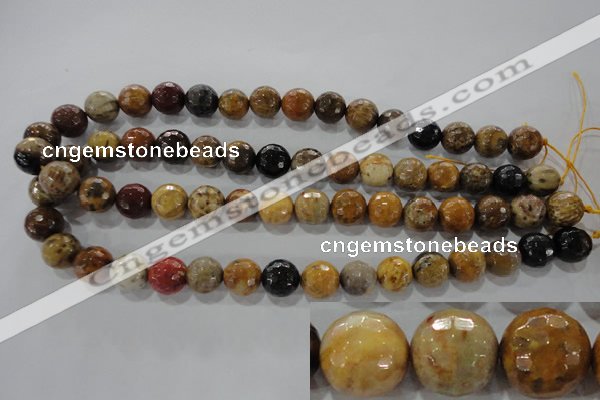 CWJ306 15.5 inches 12mm faceted round wood jasper gemstone beads