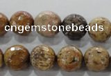 CWJ307 15.5 inches 14mm faceted round wood jasper gemstone beads