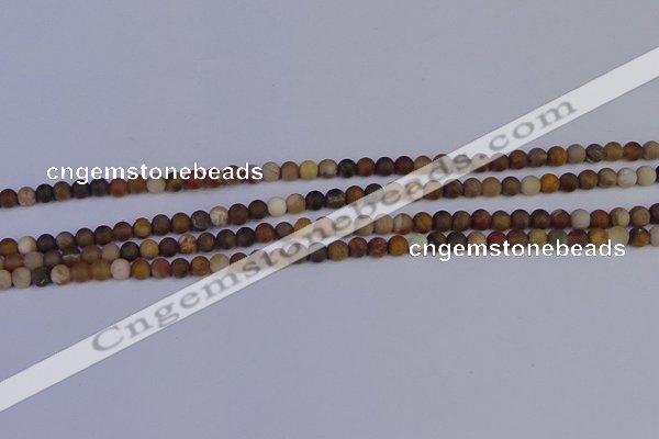 CWJ410 15.5 inches 4mm round matte wood jasper beads wholesale