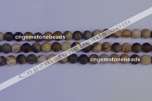 CWJ414 15.5 inches 12mm round matte wood jaspe beads wholesale