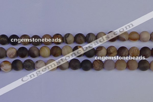 CWJ415 15.5 inches 14mm round matte wood jasper beads wholesale