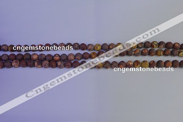 CWJ420 15.5 inches 4mm round matte wood eye jasper beads